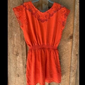 Line & Dot Coral Crocheted Day Dress